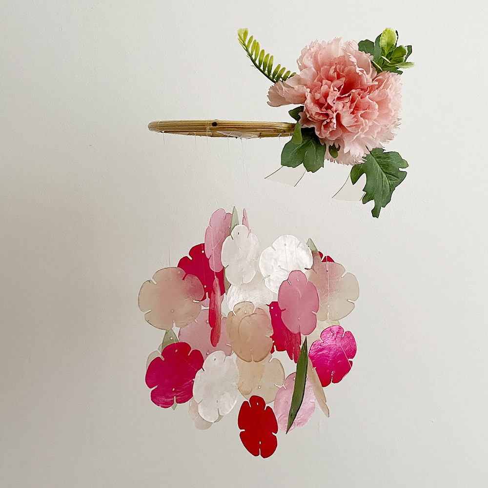 [21USE_0356]호유즈꽃집 카네이션 젤라또(큰꽃) 자개모빌 DIY-KIT_체리버터